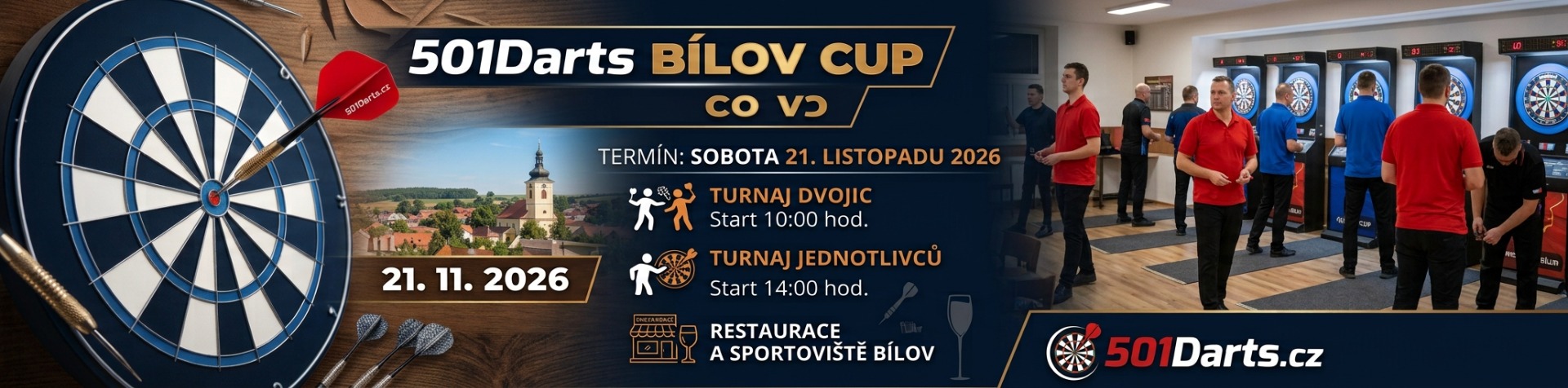 Registrace a propozice turnaje 501Darts Bílov Cup 21.11.2026